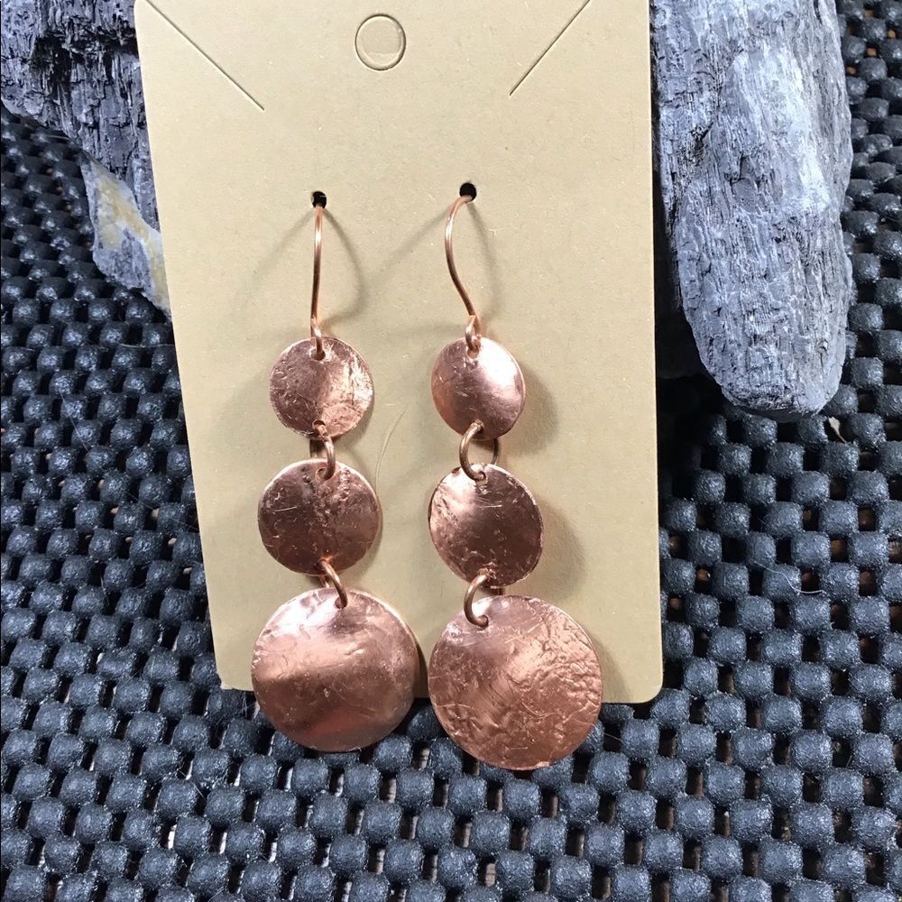Copper Dangle Earrings, NEW, Handmade, 2.75”